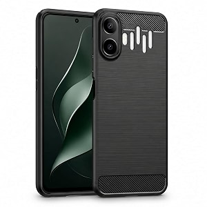 coverblack back cover compatible for ai plus nova 2 pro 5g  rubber carbon fiber rugged armour matte case - black