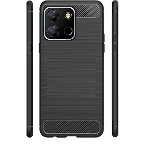 coverblack case silicone hybrid rubber case back cover for itel a60s - black