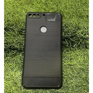coverblack cases rubber hybrid case fibre matte finish brushes back cover compatible for honor 7c - black