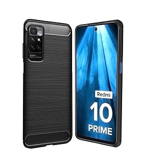 coverblack cases rubber hybrid case fibre matte finish brushes back cover compatible for redmi 10 prime - black