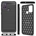 COVERBLACK Cases Rubber Hybrid Case Fibre Matte Finish Brushes Back Cover Compatible for Motorola G30 - Black