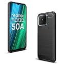 COVERBLACK Cases Rubber Hybrid Case Fibre Matte Finish Brushes Back Cover Compatible for Realme Narzo 50A - Black