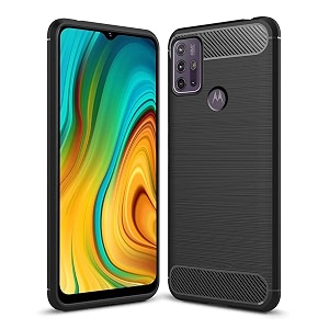 coverblack cases silicon matte carbon fibre matte finish brushes case back cover compatible for motorola moto g10 power - black