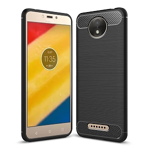 coverblack cases silicon matte carbon fibre matte finish brushes case back cover compatible for motorola moto c plus - black