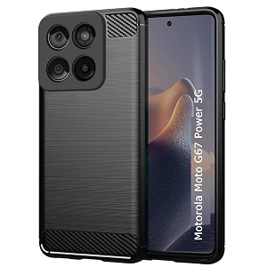 coverblack cases silicon matte carbon fibre matte finish brushes case back cover compatible for motorola moto g67 power 5g - black