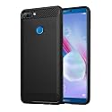 COVERBLACK Cases Silicon Matte Carbon Fibre Matte Finish Brushes Case Back Cover Compatible for Honor LND-AL30 / Honor_7C - Black