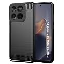COVERBLACK Cases Silicon Matte Carbon Fibre Matte Finish Brushes Case Back Cover Compatible for Motorola Moto G67 Power 5G - Black