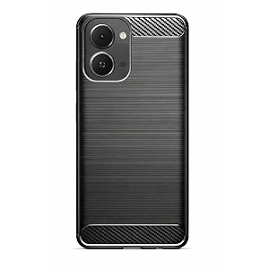 coverblack rubber hybrid case fibre brushes back cover compatible for tecno pop x 4g - black