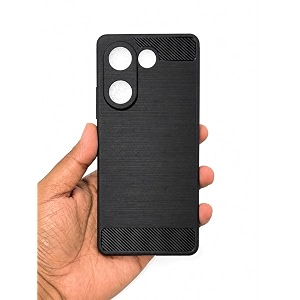 coverblack rubber hybrid case fibre brushes back cover compatible for tecno camon 20 pro 5g - black