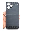 COVERBLACK Rubber Hybrid Case Fibre Brushes Back Cover Compatible for Oppo A6c 4G - Black