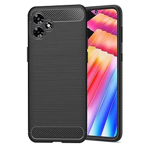 coverblack rubber hybrid case fibre matte finish brushes back cover compatible for infinix smart 10 hd - black