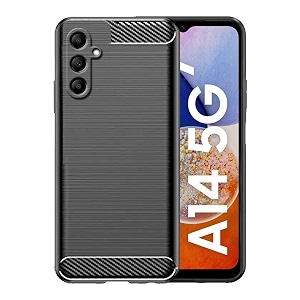 coverblack rubber hybrid case fibre matte finish brushes back cover compatible for samsung galaxy a14 - black