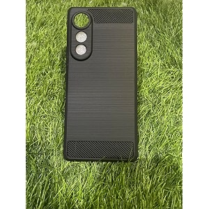 coverblack rubber hybrid case fibre matte finish brushes back cover compatible for tecno pova curve - black