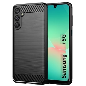 coverblack rubber hybrid case fibre matte finish brushes back cover compatible for samsung galaxy f17 5g - black