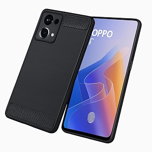 coverblack rubber hybrid case fibre matte finish brushes back cover compatible for oppo f21s pro 4g - black
