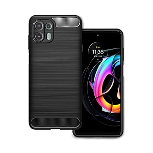 coverblack rubber hybrid case fibre matte finish brushes back cover compatible for motorola edge 20 fusion 5g - black