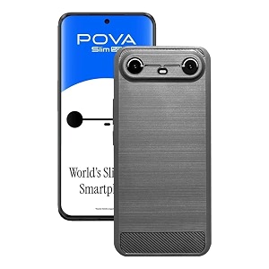 coverblack rubber hybrid case fibre matte finish brushes back cover compatible for tecno pova slim 5g - black