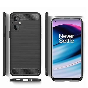 coverblack rubber hybrid case fibre matte finish brushes back cover compatible for oppo f21 pro 5g - black