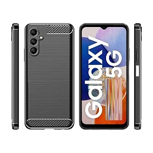 coverblack rubber hybrid case fibre matte finish brushes back cover compatible for samsung galaxy a17 5g - black