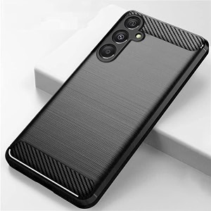 coverblack rubber hybrid case fibre matte finish brushes back cover compatible for samsung a26 5g - black