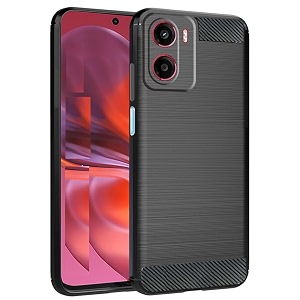 coverblack rubber hybrid case fibre matte finish brushes back cover compatible for lava blaze dragon 5g - black