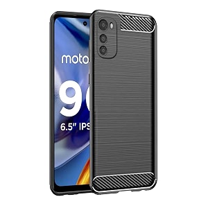 coverblack rubber hybrid case fibre matte finish brushes back cover compatible for motorola e32s - black