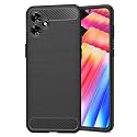 COVERBLACK Rubber Hybrid Case Fibre Matte Finish Brushes Back Cover Compatible for Infinix Smart 10 HD - Black