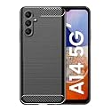 COVERBLACK Rubber Hybrid Case Fibre Matte Finish Brushes Back Cover Compatible for Samsung Galaxy A14 - Black