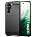 COVERBLACK Rubber Hybrid Case Fibre Matte Finish Brushes Back Cover Compatible for Mi Redmi 15 5G - Black