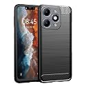 COVERBLACK Rubber Hybrid Case Fibre Matte Finish Brushes Back Cover Compatible for Itel A90 (Old 2024) - Black