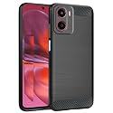 COVERBLACK Rubber Hybrid Case Fibre Matte Finish Brushes Back Cover Compatible for Lava Blaze Dragon 5G - Black
