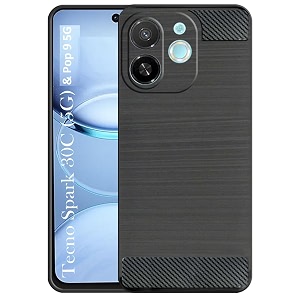 coverblack silicon hybrid matte rubber case matte finish back cover for compatible model with tecno pop 9 5g  spark 30c - black