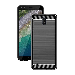 coverblack silicon hybrid matte rubber case back cover compatible model for nokia c01 plus - black