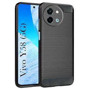 coverblack silicon hybrid matte rubber case back cover compatible model for vivo y58 5g - black