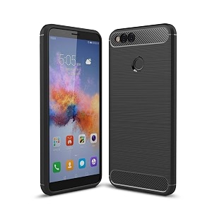 coverblack silicon hybrid matte rubber case matte finish back cover compatible for honor 7x - black