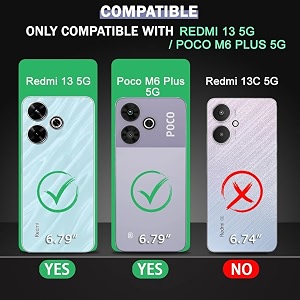 coverblack silicon hybrid matte rubber case back cover compatible model for poco m6 5g  redmi 13 5g - black