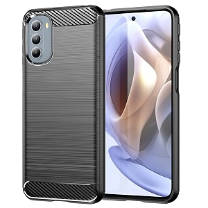 coverblack silicon hybrid matte rubber case brushes tpt back cover compatible for motorola moto g41  moto g31 - black