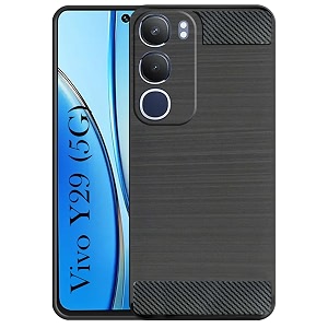 coverblack silicon hybrid matte rubber case matte finish back cover for compatible model with vivo y29 5g - black