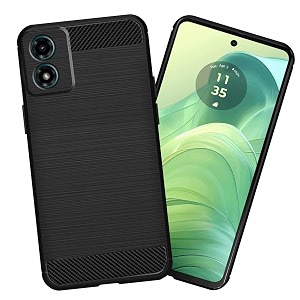 coverblack silicon hybrid matte rubber case back cover compatible model for motorola moto g04 - black