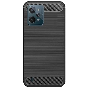 coverblack silicon hybrid matte rubber case matte finish back cover compatible for realme c31 - black