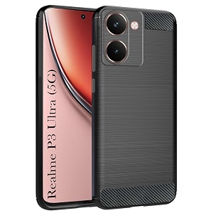 coverblack silicon hybrid matte rubber case matte finish back cover for compatible model with realme p3 ultra 5g - black