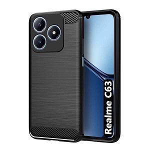 coverblack silicon hybrid matte rubber case back cover compatible model for realme narzo n63 4g - black