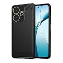COVERBLACK Silicon Hybrid Matte Rubber Case Back Cover Compatible Model for Poco M6 Plus 5G - Black