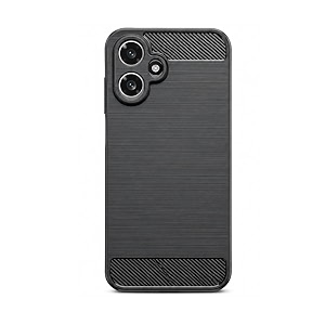 coverblack silicon matte carbon fibre brushes case back cover compatible for oppo cph2895 oppo a6c 4g - black