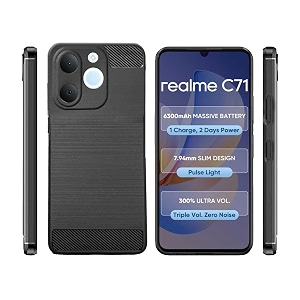 coverblack silicon matte carbon fibre brushes case back cover compatible for realme rmx5313  p4 lite 4g - black
