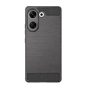 coverblack silicon matte carbon fibre brushes case back cover compatible for tecno ck8n camon 20pro 5g - black