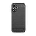 COVERBLACK Silicon Matte Carbon Fibre Brushes Case Back Cover Compatible for Oppo CPH2895 /Oppo A6c 4G - Black