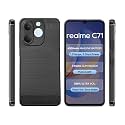 COVERBLACK Silicon Matte Carbon Fibre Brushes Case Back Cover Compatible for Realme RMX5313 / P4 Lite 4G - Black