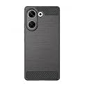 COVERBLACK Silicon Matte Carbon Fibre Brushes Case Back Cover Compatible for Tecno CK6 / Camon 20 4G - Black