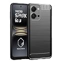 COVERBLACK Silicon Matte Carbon Fibre Brushes Case Back Cover Compatible for Tecno KN 3 / POP X/Go 3 4G - Black